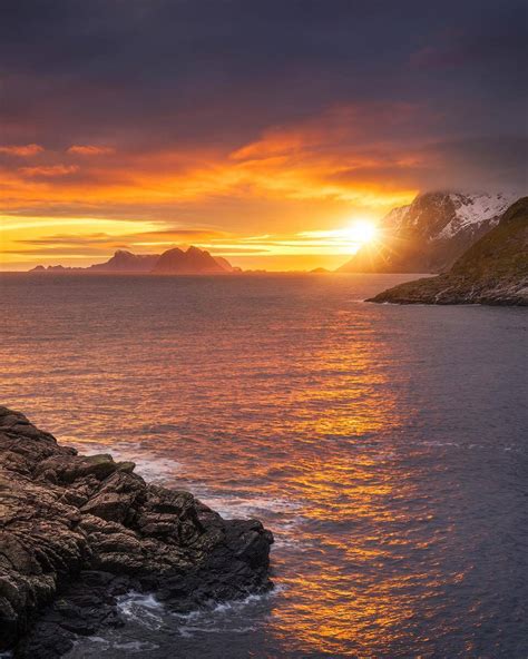 The Living — Beautiful Sunset In Lofoten Islands Norway