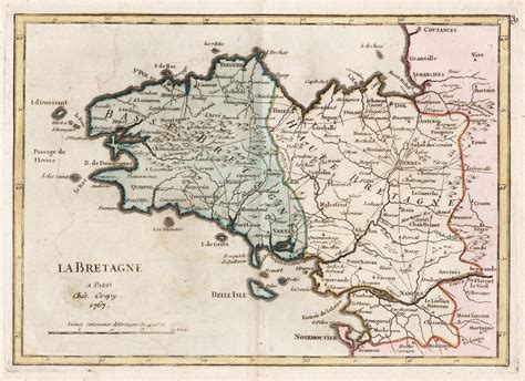 La Bretagne Bretagne Brittany France Gravure Carte Karte Map Von Le