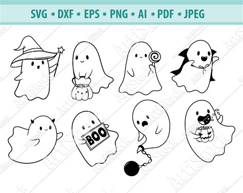 Cute Ghost Svg Spooky Ghost Svg Ghost Boo Svg Halloween Etsy Uk