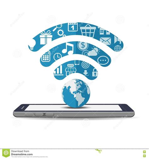 Millions of people use signal every day for free and instantaneous communication anywhere in the world. WiFi Signal With Applications On Smartphone Stock Vector ...