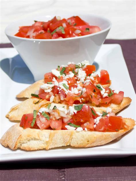 Classic Tomato And Feta Bruschetta Bread Recipe Easy Appetizer