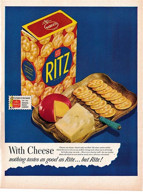 1948 ritz crackers with cheese nabisco biscuit original 13 5 10 5 magazine ad