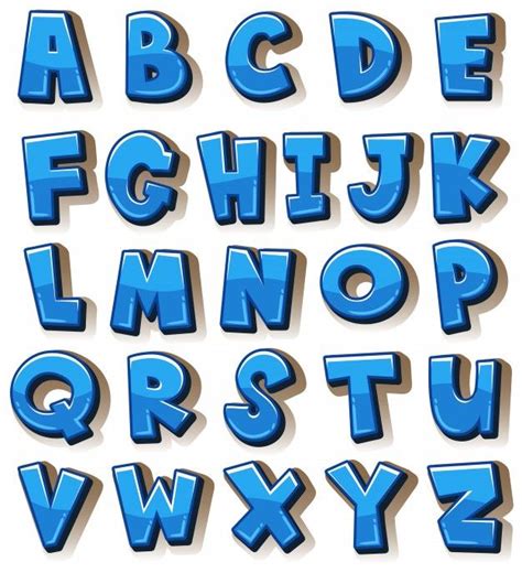 Premium Vector English Alphabets In Blue Blocks Lettering Fonts