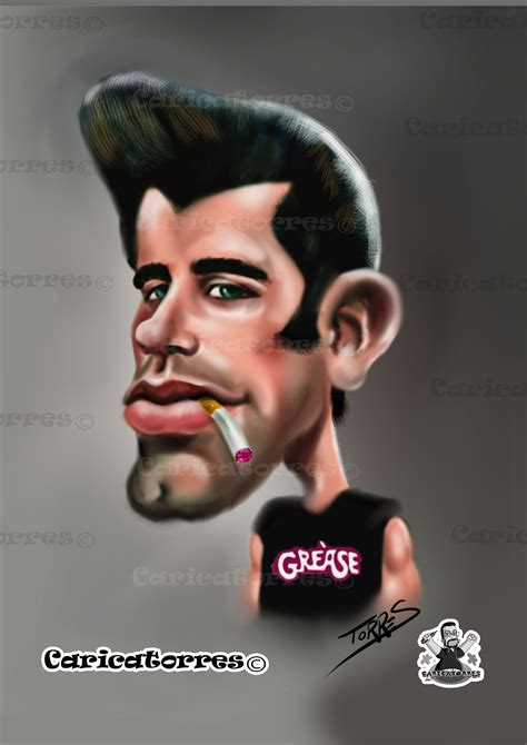 John Travolta Grease Funny Caricatures Leather And Lace Movie