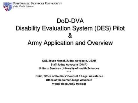 Ppt Dod Dva Disability Evaluation System Des Pilot And Army