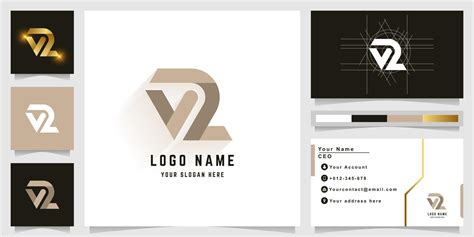 Letter Vz Or V2 Monogram Logo With Business Card Design 13905636 Vector