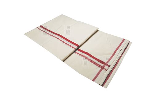 Kerala Handloom Off White Dhoti With Red Stripe 200 X 130cm