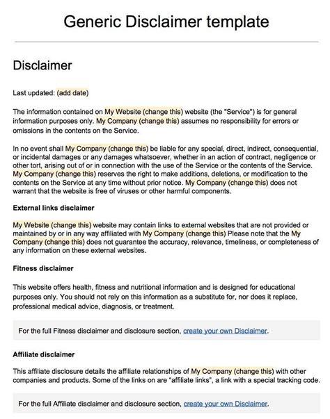 Health Disclaimer Template 13 Things You Should Know