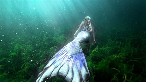 MERMAID SWIMMING IN SEAWEED WITH FISH Real Mermaid Performer Swims
