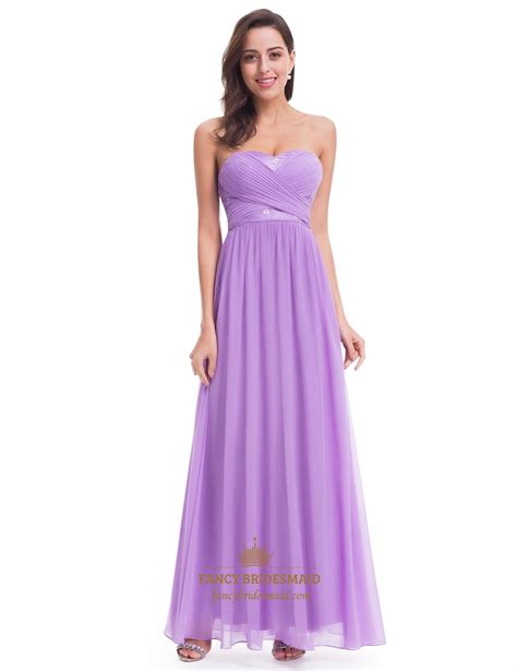 As a bridesmaid, do you worry about getting a bridesmaid dress that in bad quality online after you paid hundreds dollars? Lavender Strapless A-Line Chiffon Bridesmaid Dress With ...