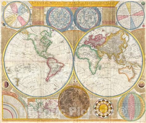 Historic Map Samuel Dunn Wall Map Of The World In Hemispheres 1794