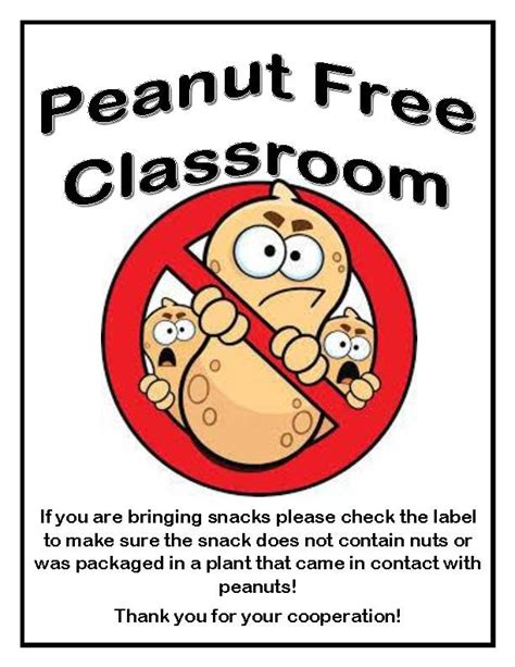 Peanut Allergy Classroom Signs Classful
