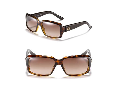 gucci rectangle sunglasses in brown havana lyst