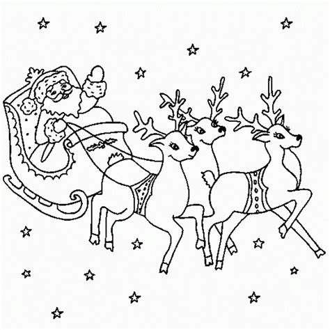 Santa Sleigh And Reindeer Coloring Pages Wallpapers Hd References