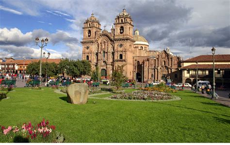 Download Majestic View Of Cusco Main Square Cathedral In Cusco Peru