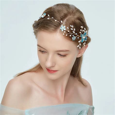 Jlzxsy Bridal Headband Hair Bands Wedding Hair Hoop Flower Pearl Headband Crystal Tiara Headband