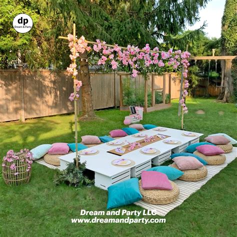 Sushi Picnic Birthday Party Cherry Blossom And Bamboo Decor Picnic Birthday Party Garden