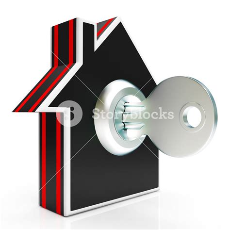 Home And Key Shows House Secure Or Locked Royalty Free Stock Image