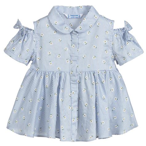 Brand Girls Blue Striped Cotton Blouse At Striped