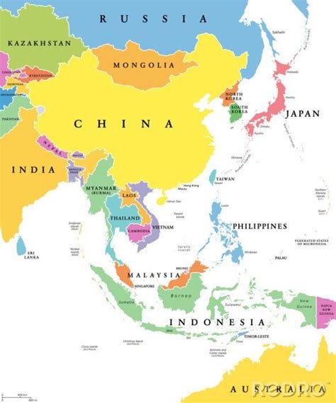 Tapeta East Asia Single States Political Map All Countries In