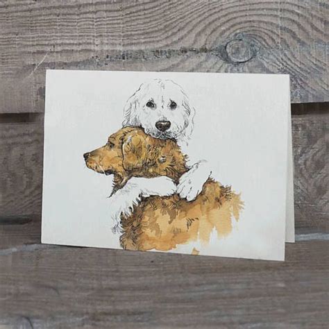 Golden Retriever Postcard Dog Hug Dogs Love Greeting Card Golden