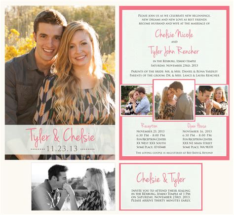 Printable Wedding Announcement Lds Mormon Wedding Invitation Temple