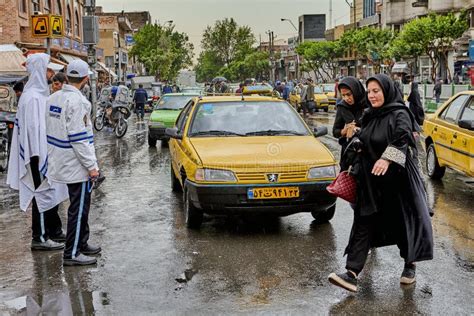 Street Traffic And Pedestrians Tehran Iran Editorial Image Image