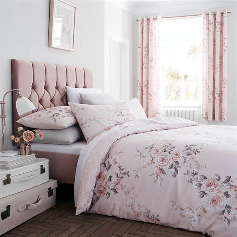 Catherine Lansfield Canterbury Blush Duvet Covers Pink Floral Quilt Bedding Sets Ebay