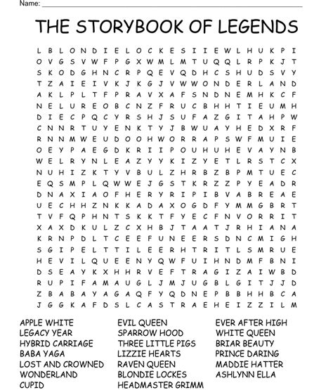 THE STORYBOOK OF LEGENDS Word Search WordMint