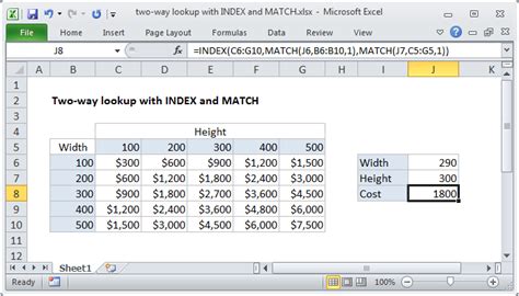 Excel Formula Two Way Lookup With Index And Match Exceljet