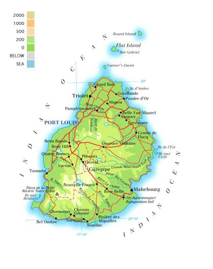 Physical Map Of Mauritius Mauritius Physical Map Maps