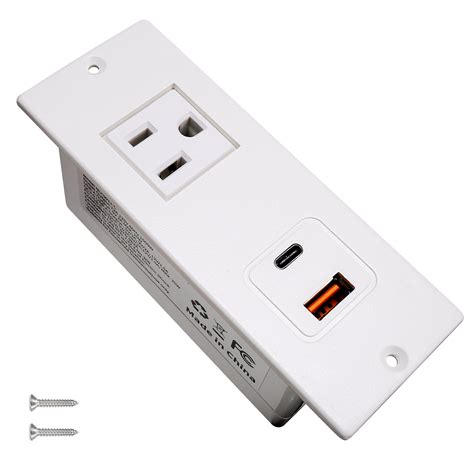 Recessed Power Strip Usb C 20w Pd Fast Charge Desk Power Outlet Type C 1 Outlet 2 Quick Charge