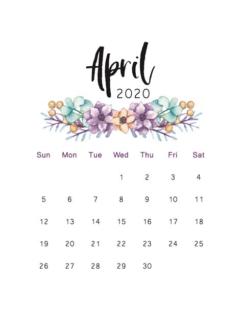 30 Best Free Printable April 2020 Calendars Onedesblog April