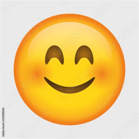 Vector Smiling Emoji Smiling Face Happy Cute Emoticon Isolated On