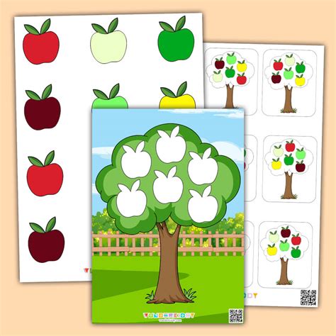 printable apple tree pattern activity for kindergarten