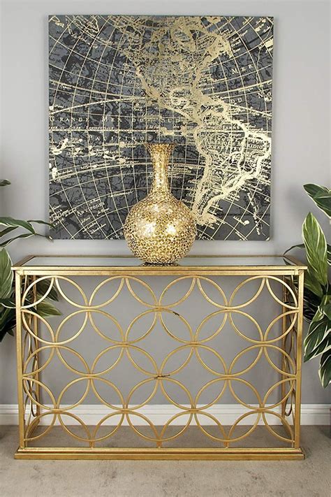 Resistant glass this sofa table uses tempered glass that has been processed for strength. Metal Glass Console Table Gold | Console table living room ...