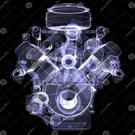Diesel Engine X Ray Render Stock Illustration Illustration Of Chain