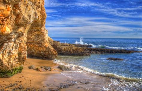 2048x1312 Nature Landscape Beach Sea Coast Rock Cliff Waves Cave Sand