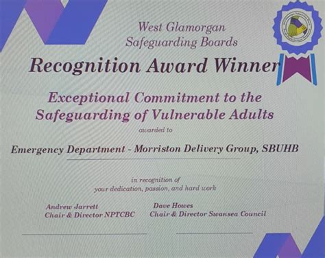 Photo Of Safeguarding Award Swansea Bay University Health Board