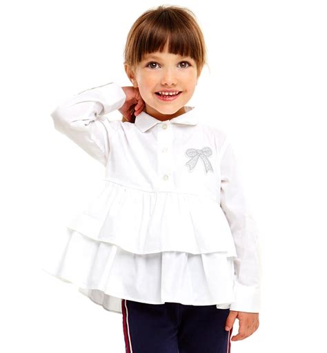 Maxi Camicia In Popeline Stretch Di Cotone Per Bambina Da 6 Mesi A 7