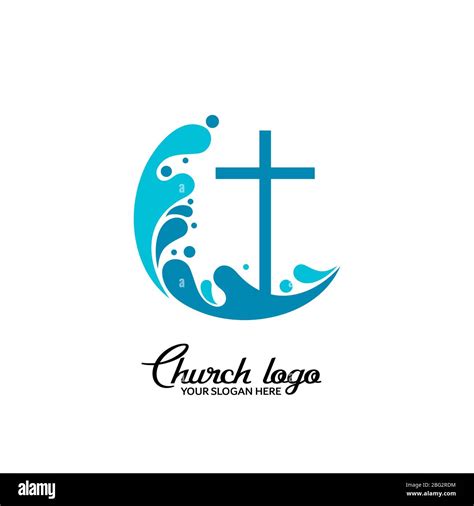 Church Logo Christian Symbols The Cross Of Jesus And The Waves Of