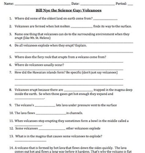 28 bill nye waves worksheet answers worksheets bill nye. Bill Nye Volcanoes Video Worksheet by Mayberry in Montana ...
