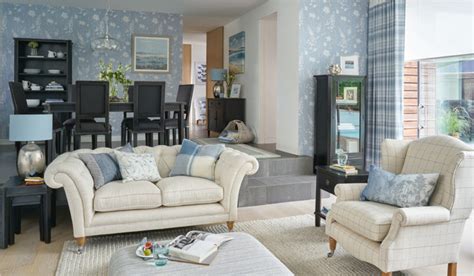 Two tone walls with chair rail colors. Laura Ashley Cool Blue Living Room - Traditional - Living ...