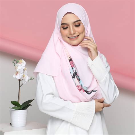 colourful flora tudung with corak pink hana shawl instant 2loop pink shopee malaysia