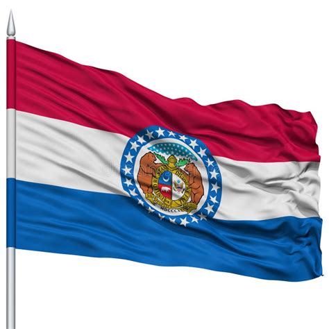 Isolated Missouri Flag On Flagpole Usa State Stock Illustration