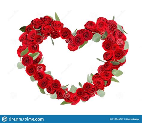 Heart Made Of Beautiful Red Roses On White Background Stock Image