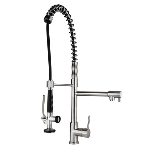 Commercial Pull Down Pre-rinse Spring Sprayer Brushed Nickel Kitchen
