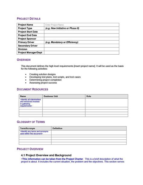 40 Simple Business Requirements Document Templates For Product