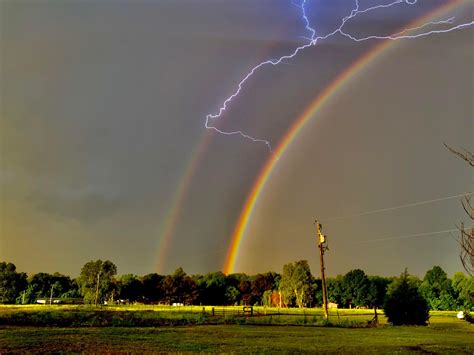Daytime Double Rainbow Lightning Show Lightning