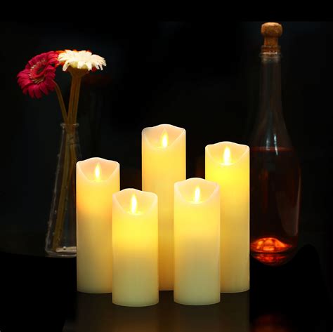 Luminara Moving Wick Flameless Candle Set Of 5 Candle With 10 Key